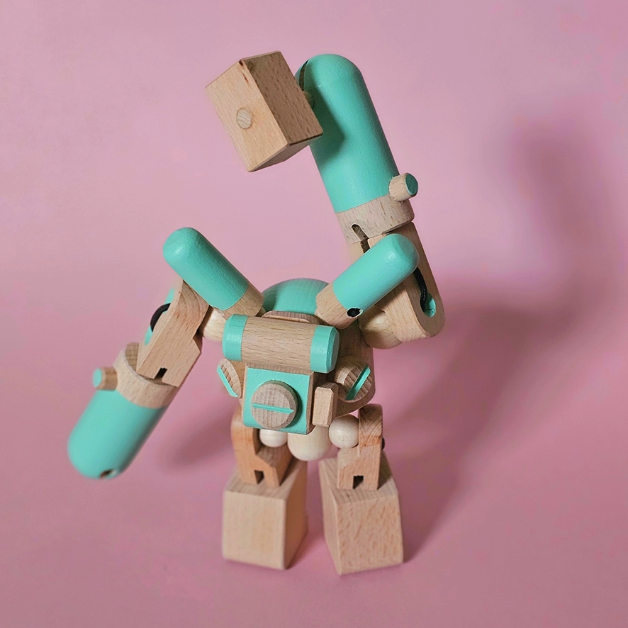 Marcelle/Marcel Jouet robot en bois articulé non genré